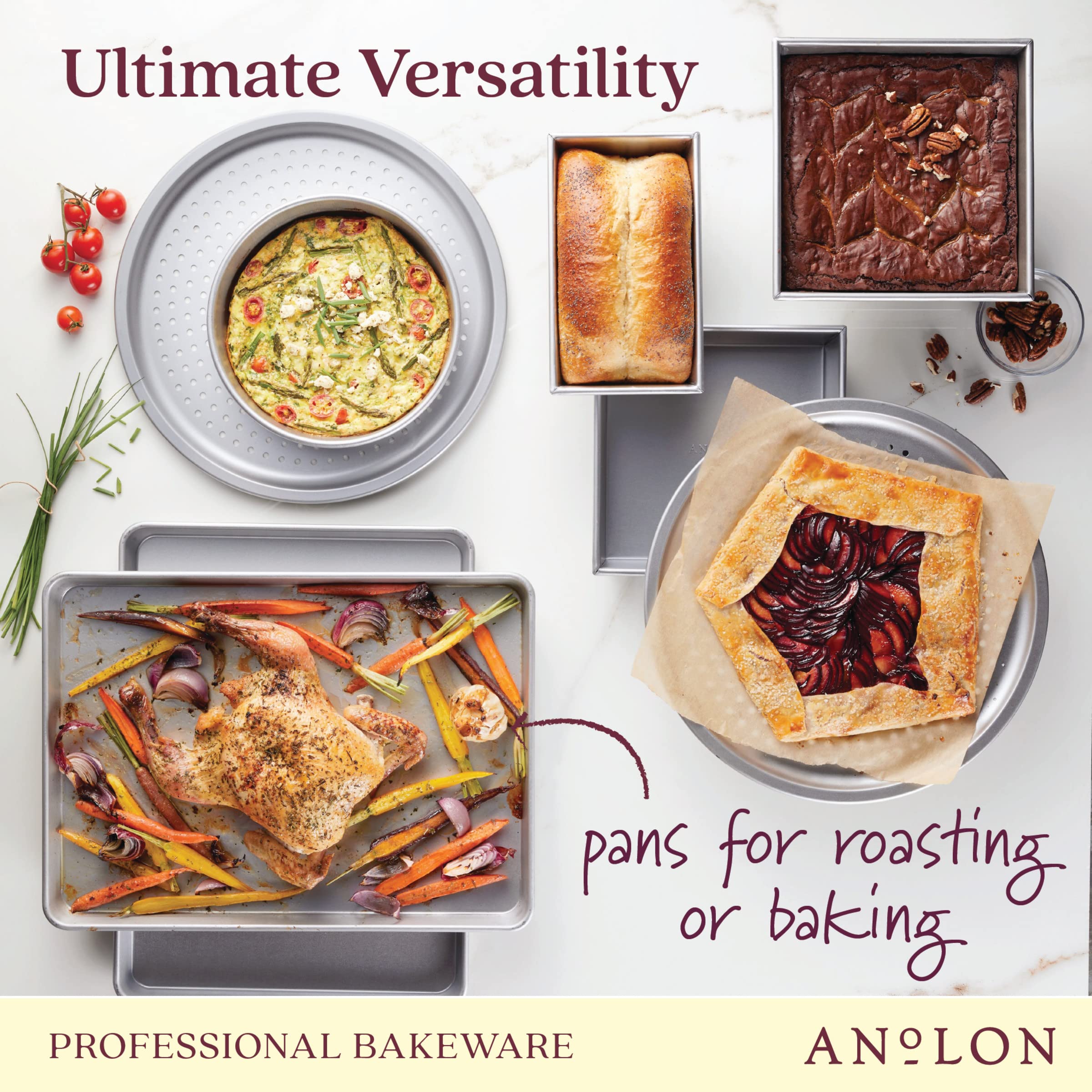 Anolon Pro-Bake Aluminized Steel Bakeware Set, 6 Piece - Silver