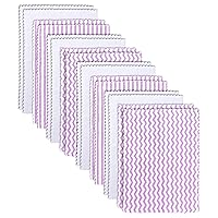 16 Pack Super Soft Baby Burp Cloths, Baby Washcloths, Ultra Absorbent Large Newborn Burping Cloth for Boy and Girl, Milk Spit Up Rags, Unisex for Baby Sensitive Skin, Purple and White, 16 × 12 Inch