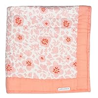 HonestBaby Quilted Baby Blankets Reversible Organic Cotton for Infant Boys, Girls, and Unisex (LEGACY), Peach Skin Papercut Floral, One Size