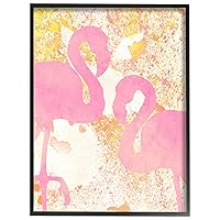 Stupell Home Décor Neon Flamingo Splatter Watercolor Framed Giclee Texturized Art, 11 x 1.5 x 14, Proudly Made in USA