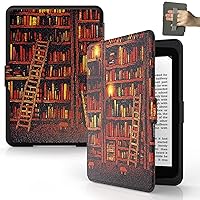 SCSVPN Case for 6'' Kindle 11th Generation 2022 Release with Hand Strap, Auto Sleep/Wake - Lightweight Premium PU Leather Sleeve Cover for Kindle Model C2V2L3 (NOT Fit Paperwhite or Oasis), Library
