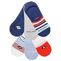 Sperry Men's Comfort Sneaker Liner Socks-6 Pair Pack-Assorted Mesh Stripe Colors