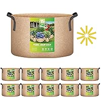 iPower 10-Pack 15 Gallon Thickened Grow Bags Nonwoven Fabric Pots Aeration Container with Strap Handles for Garden and Planting, Tan