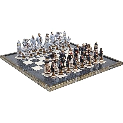 Bello Games Collezioni-American Civil War Luxury Chessmen & Mancini Chess Board from Italy. Giant Size King: 5 5/8
