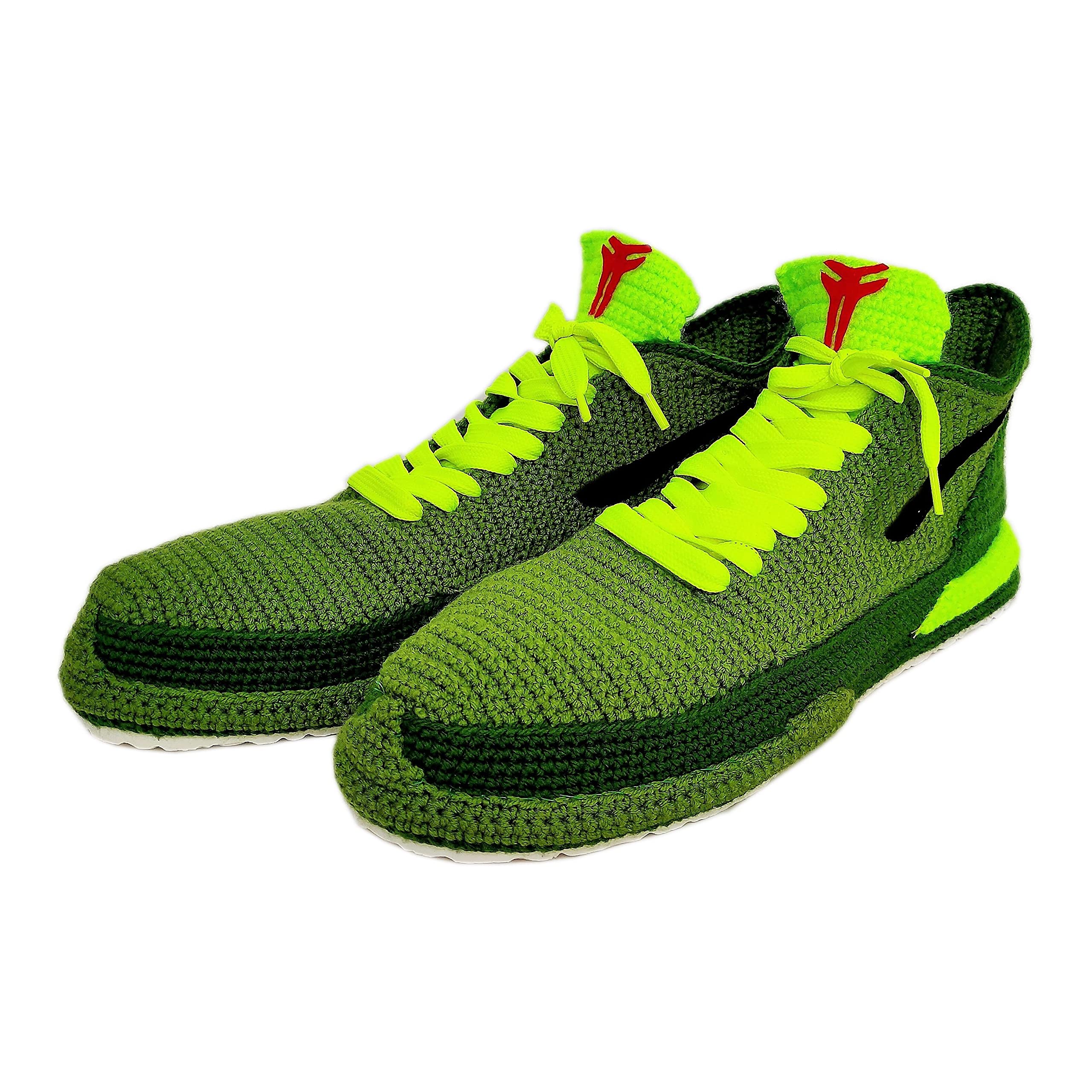 Ko_be Mamba 8 24 Bryant Green Christmas Slippers, Retro Basketball Protro Shoes 2020, Knitted The Grinchs Sneakers, Handmade Custom Home Shoes Slippers (US SIZE - 5 (MEN))