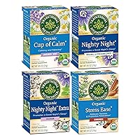 Organic Nighty Night Extra with Valerian Herbal Tea, Promotes a Good Night’s Sleep, (Pack of 4) - 64 Tea Bags Total
