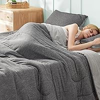 Queen Comforter Set - Cooling and Warm Bed Set, Light Grey Reversible All Season Comforter, 3 Pieces, 1 Queen Size Comforter (88