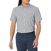 Lacoste Men's Short Sleeve Regular Fit Gingham Button Down Shirt