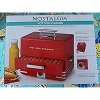 Nostalgia Extra Large Red Diner-Style Steamer 24 Hot Dogs and 12 Bun Capacity