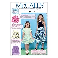 McCall's Patterns M7345 Children's/Girls' Straight, Handkerchief or High-Low Hem Skirts, CHJ (7-8-10-12-14)