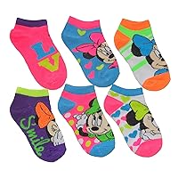 Disney Little Girls' Minnie Mouse No Show Socks 6 pk (Large. 4-6)