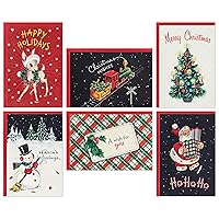 Hallmark Vintage Christmas Card Assortment (36 Cards and Envelopes) Retro Santa, Toy Trains, Snowmen, Trees