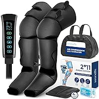 SereneLife Air Compression Leg Massager, Full Leg Massager with Heat and Compression, Ice Pack, Portable and Adjustable with 6 Modes 3 Vibrations 3 Intensities, 11 Airbags for Thigh Calf Foot Massage