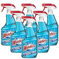 Windex Glass Cleaner Spray, Original Blue Window Cleaner Works on Smudges and Fingerprints, Bottle Made from 100% Recovered Coastal Plastic, 23 Fl Oz, Pack of 6