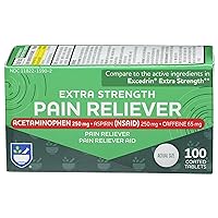 Extra Strength Pain Reliever, Acetaminophen 250mg, Aspirin 250mg, Caffeine 65mg – 100 Tablets | Pain Reliever/Fever Reducer | NSAID Anti-Inflammatory | Migraine Relief Products