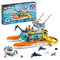 LEGO 41734 Friends Sea Rescue Boat Set, Animal Rescue Toy with Dolphin Animal Figures and Submarine, Gift for Children, Girls and Boys from 7 Years, Eco Learning Toy