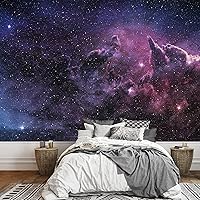 wall26 - Purple Nebula and Cosmic Dust in Star Field - Removable Wall Mural | Self-Adhesive Large Wallpaper - 100x144 inches