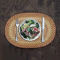 Homespice - Harvest Braided Placemats, a Pack of Placemats Woven with Jute to Use as Country Style Dining Placemats - Protects from Spills and Heat - Premium Oval Placemats Set of 6, 13x19 Inches