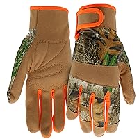Boss Youth Utility High Visibility Realtree Synthetic Leather Safety Gloves, Camouflage Design, Knuckle Padding, Hook and Loop Closure, Youth Size, (BRE52191-YL)