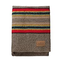 Pendleton Yakima Camp Thick Warm Wool Indoor Outdoor Striped Throw Blanket, Mineral Umber, Twin Size