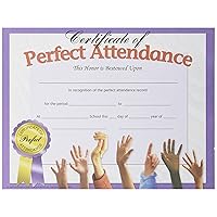 Hayes Perfect Attendance Certificate, 8-1/2 X 11 in, Paper, Pack of 30