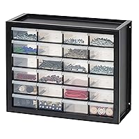 IRIS USA 24 Drawer Stackable Storage Cabinet for Hardware Crafts, 19.5-Inch W x 7-Inch D x 15.5-Inch H, Black - Small Brick Organizer Utility Chest, Scrapbook Art Hobby Multiple Compartment
