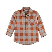 RUGGEDBUTTS® Baby/Toddler Boys Solid Cotton Long Sleeve Button Down Shirt with Button Tabs
