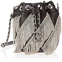 Betsey Johnson Fringe Benefits Bucket Crossbody, Black