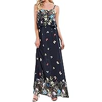 Kormei Womens Adjustable Strappy Summer Beach Casual Floral A line Long Maxi Dress
