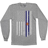 Threadrock Men's State of Colorado American Flag #2 Long Sleeve T-Shirt