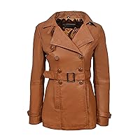 Smart Range 'TRENCH' Ladies Tan Classic Mid-Length Designer Real Leather Jacket Coat 1123