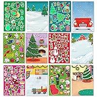 Christmas Crafts for Kids Set Removable Stickers 12 Scenes. Xmas Holiday Activities for Children, Toddlers. Bulk Party Favors Games. Gingerbread House Kit, Christmas Preschool Class Advent Gift SetB