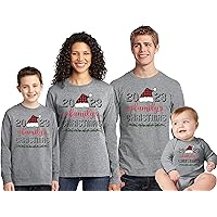 Family Christmas 2023 Matching Family Buffalo Plaid Santa Hat Long Sleeve Shirt