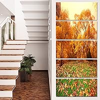 MT12819-401V Beautiful Autumn with Green Grass - Oversized Landscape Glossy Metal Wall Art,Green,28x60