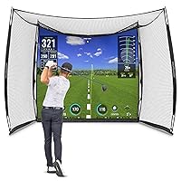 GoSports Range Cage 10 ft x 8 ft Golf Practice Hitting Net with Impact Screen - Driving Range or Simulator Screen