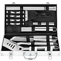 21PCS Professional Stainless Steel Grill Set for Men Dad Women - Perfect Grill Gift on Father's Day, Christmas, Birthday - Complete BBQ Tool Set for Outdoor Camping Barbecue