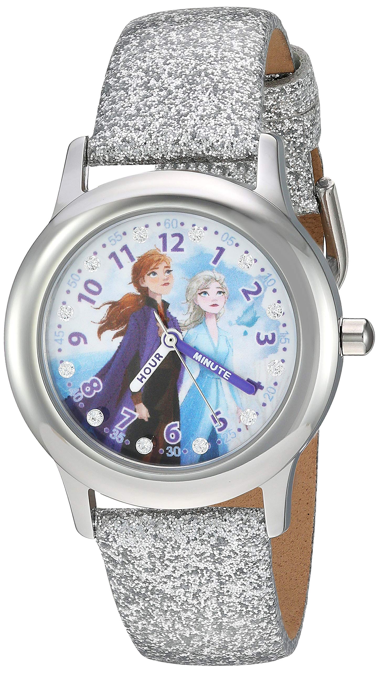 Disney Frozen Kids' Stainless Steel Time Teacher Analog Quartz Strap Watch, Silver