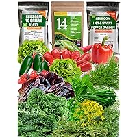 Ultimate Set of Hot, Sweet Pepper, Lettuce Greens and Culinary Medicinal Herb Seeds for Gardening - Heirloom Non-GMO USA Grown - Total 5290+ Most Needed Seeds for Planting Outdoor Indoor Hydroponiс