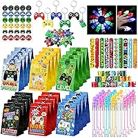 150 Pcs Video Game Party Favors Gift Bags Game Theme Slap Bracelets Gamer Controller Keychains Bubble Wands LED Finger Lights DIY Stickers Boys Girls Video Game Birthday Party Supplies Gift