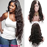 Best Brazilian Human Hair Natural Black Color Body Wave U Part Lace Front Wig with Baby Hair for Black Women 22inch