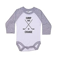 Baby Hockey Onesie/Dump And Change/Unisex Raglan Bodysuit