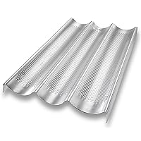 USA Pan Bakeware Aluminized Steel Perforated French Baguette Bread Pan, 3-Loaf