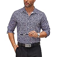 COOFANDY Men's Floral Dress Shirts Long Sleeve Regualr Fit Casual Button Down Shirts