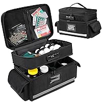 Zannaki Medicine Storage Bag with Combination Lock, Double Layers Pill Bottle Organizer Bag Empty, Medication Locking Box with Zippers for Prescription, Vitamins, Supplements or Medical Supplies