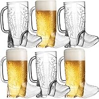 JoyServe Cowboy Boot Cups - (Pack of 6) 17oz Cowboy and Cowgirl Drink Mugs, Reusable BPA-Free Plastic Mug with Handle for Western Themed Rodeo Birthday Party Decorations and Supplies