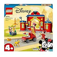 LEGO 10776 Disney Mickey and Friends Fire Engine & Station Building Toy for Kids 4 Plus Years Old, with Minnie Mouse Firefighter