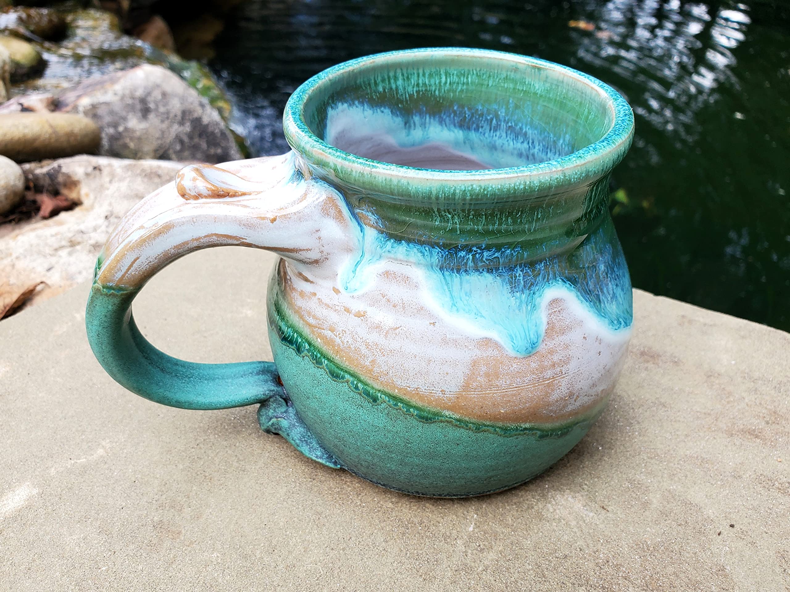 Turquoise Falls Mug Hand Thrown North Carolina Pottery Coffee Cup