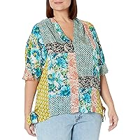 Johnny Was Women's Short Sleeve Printed Top