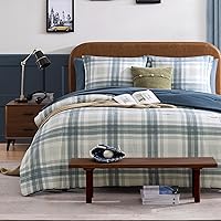 Blue Twin XL Comforter Set, Plaid Twin Comforter Set for Boys & Girls,Classic Homestead-Style Twin Bed Set with Sheets and Comforter Set