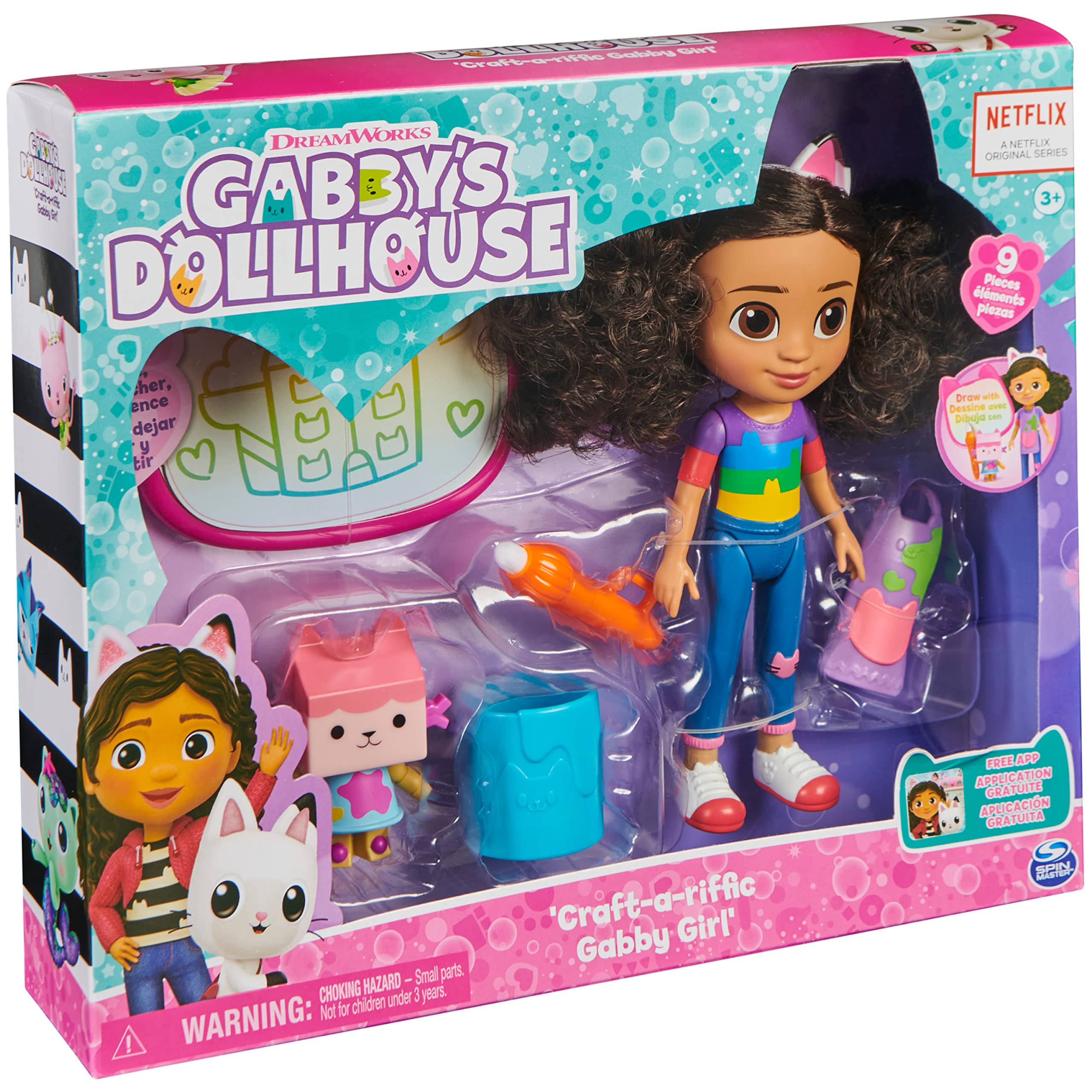Gabby’s Dollhouse, Gabby Deluxe Craft Dolls and Accessories with Water Pad and Water Brush Pen, Kids Toys for Girls and Boys Ages 3 and up